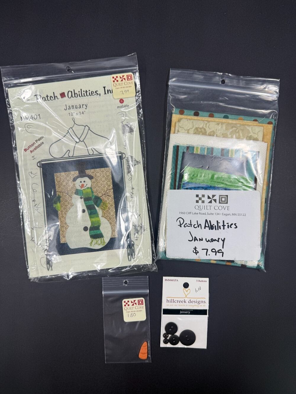 Patch Abilities "January" Wall Hanging Pattern MM401 Kit & Hillcreek Buttons